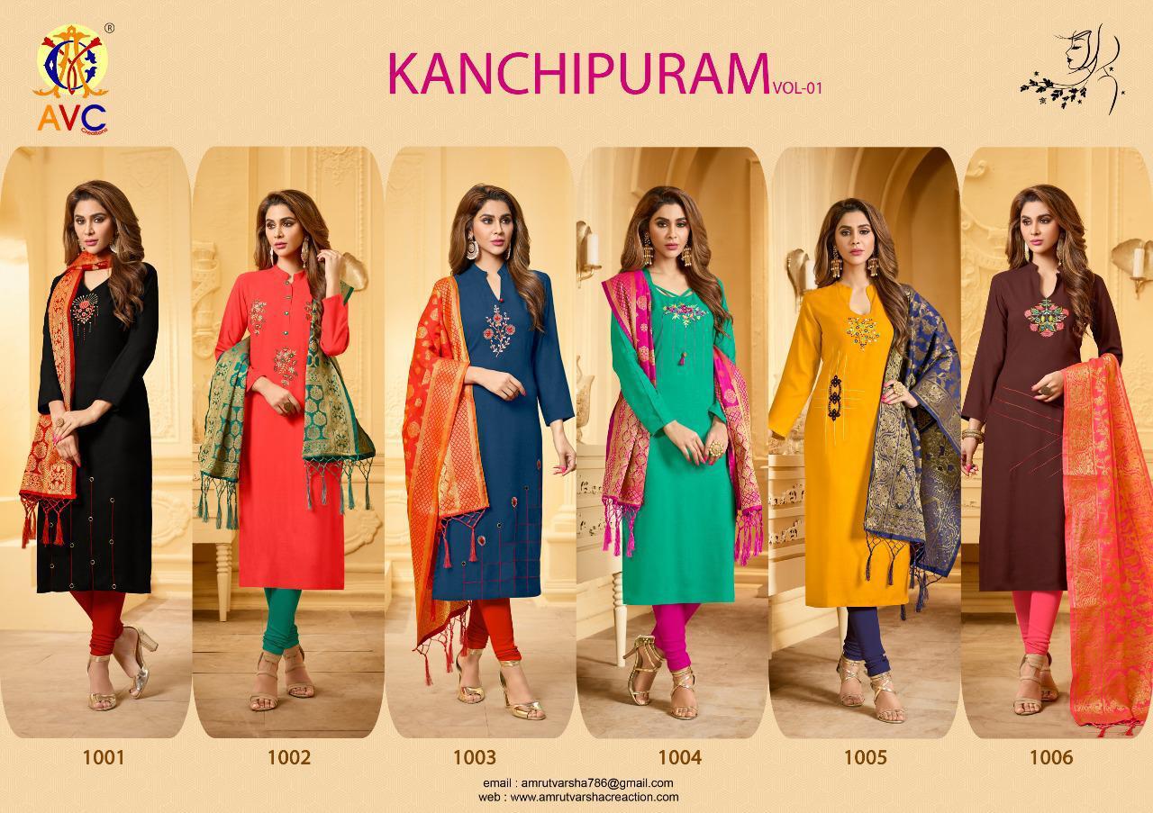 Kanchipuram Stall By Amrut Varsha Creation 1001 To 1006 Series Beautiful Suits Stylish Fancy Colorful Casual Wear & Ethnic Wear Collection Heavy Cotton Slub Dresses At Wholesale Price