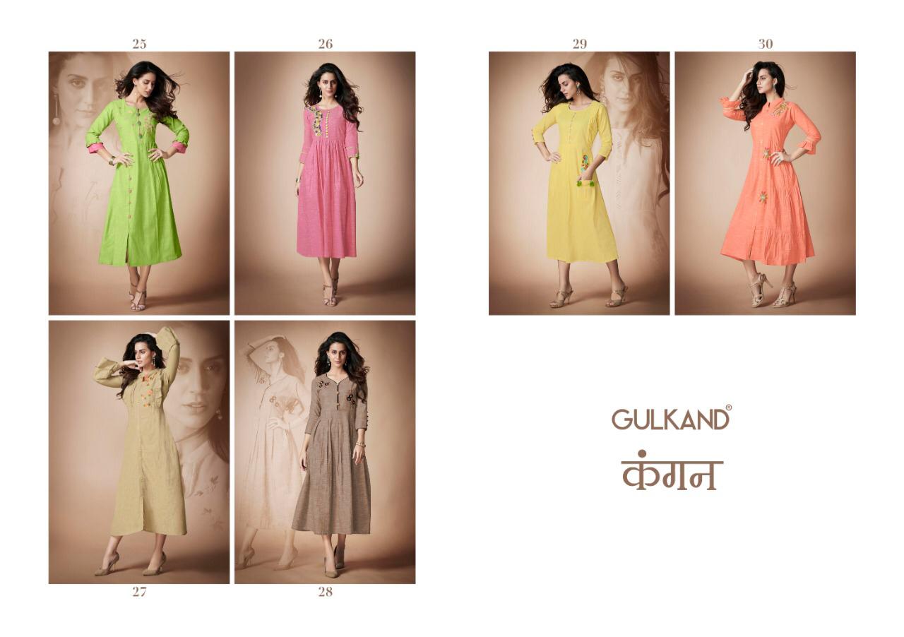 Kangan By Gulkand Designer 25 To 30  Series Beautiful Colorful Stylish Fancy Casual Wear & Ethnic Wear & Ready To Wear South Handloom Cotton With Hand Work Kurtis At Wholesale Price