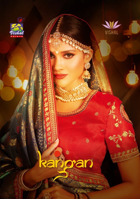 Kangan By Vishal Print 15354 To 15359 Series Indian Traditional Wear Collection Beautiful Stylish Fancy Colorful Party Wear & Occasional Wear Silk Sarees At Wholesale Price