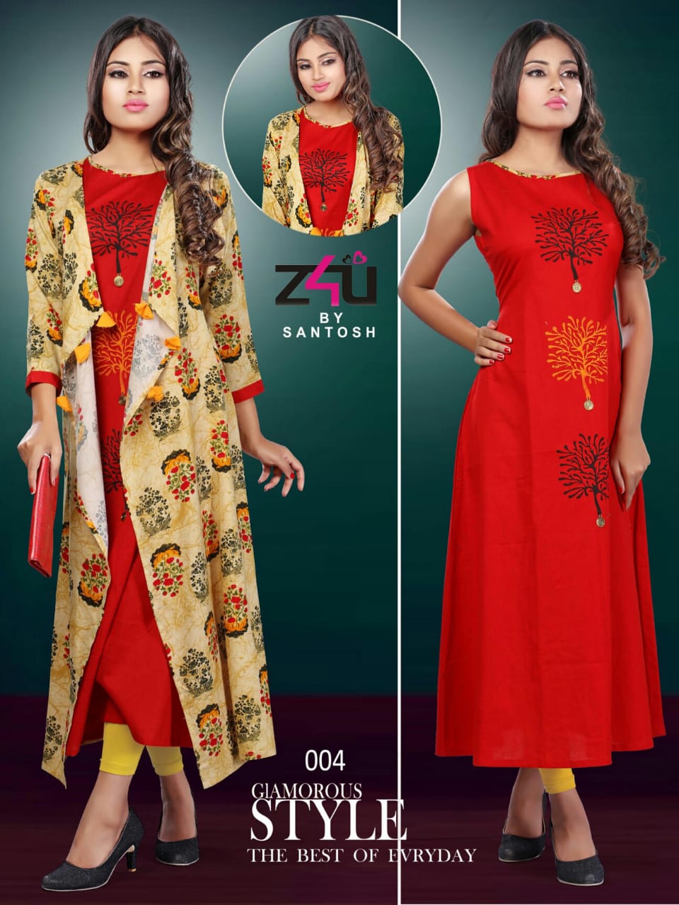 Kangana By Z4u 001 To 010 Series Beautiful Colorful Stylish Fancy Casual Wear & Ethnic Wear & Ready To Wear Rayon Kurtis At Wholesale Price