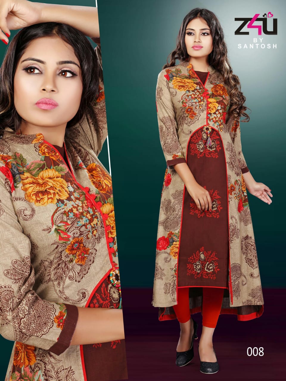 Kangana By Z4u 001 To 010 Series Beautiful Colorful Stylish Fancy Casual Wear & Ethnic Wear & Ready To Wear Rayon Kurtis At Wholesale Price
