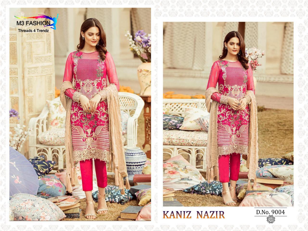 Kaniz Nazir By M3 Fashions 9001 To 9005 Series Beautiful Winter Collection Suits Stylish Fancy Colorful Casual Wear & Ethnic Wear Net/faux Georgette Dresses At Wholesale Price