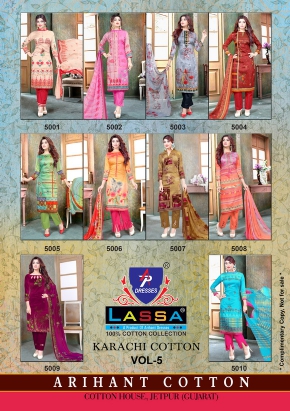 Karachi Cotton Vol-5 By Ap Dresses 5001 To 5010 Series Beautiful Pakistani Suits Stylish Fancy Colorful Party Wear & Ethnic Wear Pure Cotton Printed Dresses At Wholesale Price