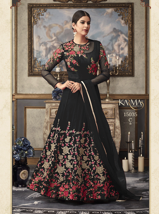 KARMA 15035 COLOURS BY KARMA TRENDZ 15035 TO 15035-D SERIES DESIGNER SUITS  COLLECTION BEAUTIFUL STYLISH FANCY COLORFUL PARTY WEAR & OCCASIONAL WEAR  NET HEAVY EMBROIDERED DRESSES AT WHOLESALE PRICE