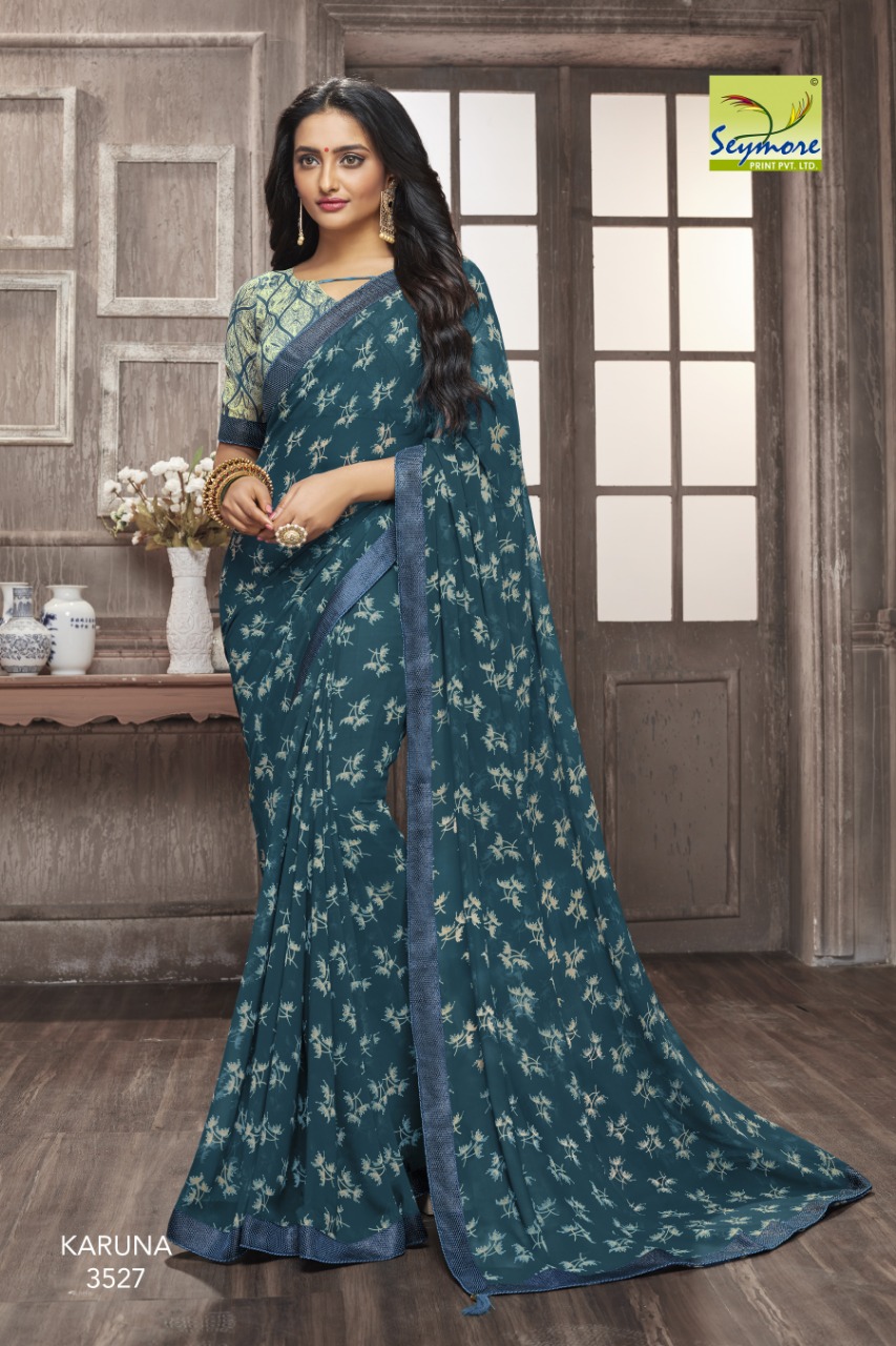 Karuna By Seymore Prints 3518 To 3537 Series Indian Traditional Wear Collection Beautiful Stylish Fancy Colorful Party Wear & Occasional Wear Georgette Printed Sarees At Wholesale Price