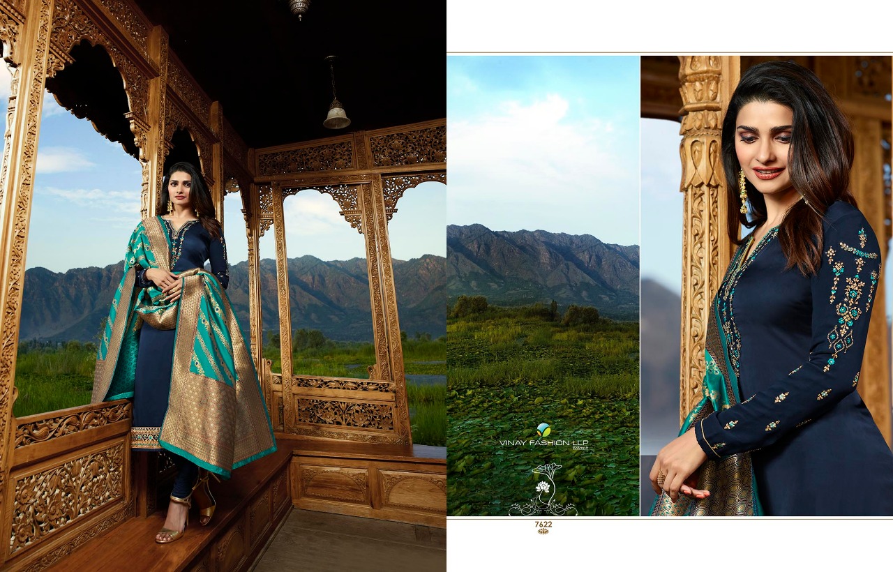Kaseesh Banaras Vol-2 By Vinay Fashion 7621 To 7628 Series Designer Suits Collection Colorful Beautiful Stylish Fancy Colorful Party Wear & Occasional Wear Satin Dresses At Wholesale Price