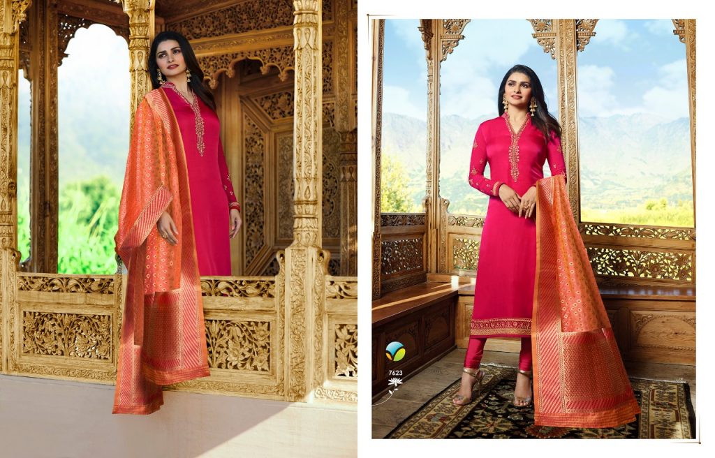Kaseesh Banaras Vol-2 By Vinay Fashion 7621 To 7628 Series Designer Suits Collection Colorful Beautiful Stylish Fancy Colorful Party Wear & Occasional Wear Satin Dresses At Wholesale Price