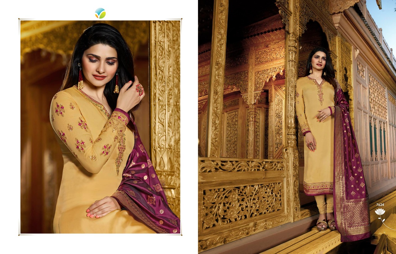 Kaseesh Banaras Vol-2 By Vinay Fashion 7621 To 7628 Series Designer Suits Collection Colorful Beautiful Stylish Fancy Colorful Party Wear & Occasional Wear Satin Dresses At Wholesale Price
