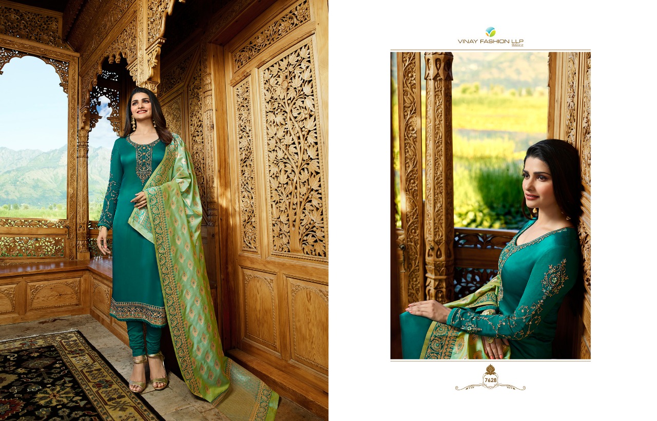 Kaseesh Banaras Vol-2 By Vinay Fashion 7621 To 7628 Series Designer Suits Collection Colorful Beautiful Stylish Fancy Colorful Party Wear & Occasional Wear Satin Dresses At Wholesale Price