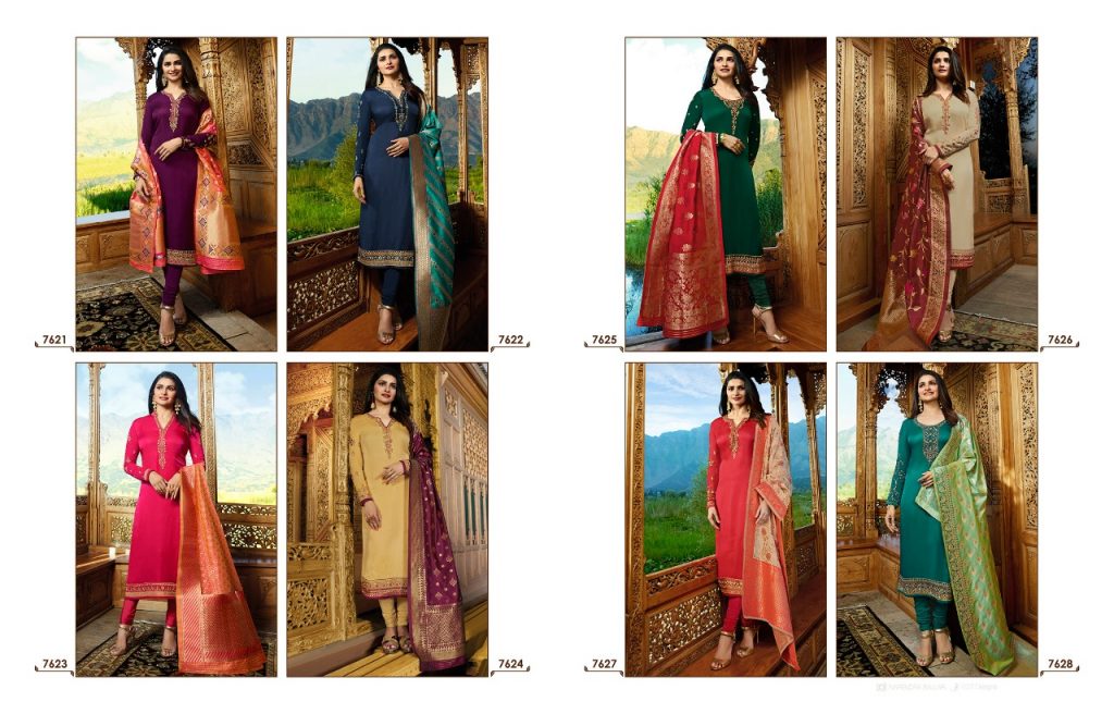 Kaseesh Banaras Vol-2 By Vinay Fashion 7621 To 7628 Series Designer Suits Collection Colorful Beautiful Stylish Fancy Colorful Party Wear & Occasional Wear Satin Dresses At Wholesale Price