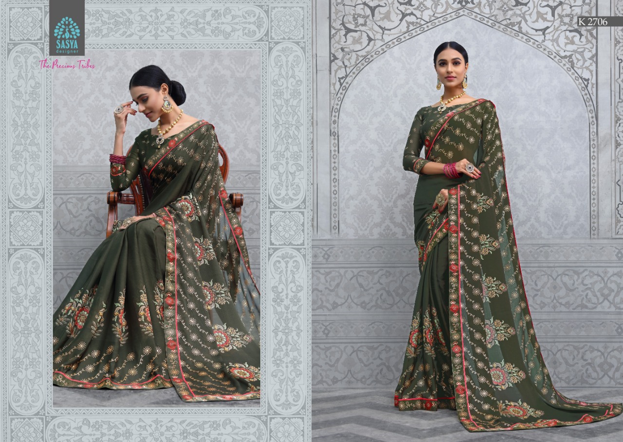 Kashmiri By Sasya Designer 2701 To 2710 Series Indian Traditional Wear Collection Beautiful Stylish Fancy Colorful Party Wear & Occasional Wear Silk Chiffon Fabric Sarees At Wholesale Price