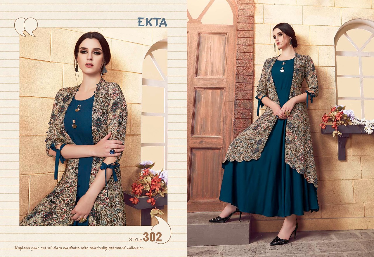 Kashvi Vol-3 By Ekta Fashion 301 To 308 Series Beautiful Stylish Colorful Fancy Party Wear & Ethnic Wear & Ready To Wear Rayon Digital Printed Kurtis At Wholesale Price