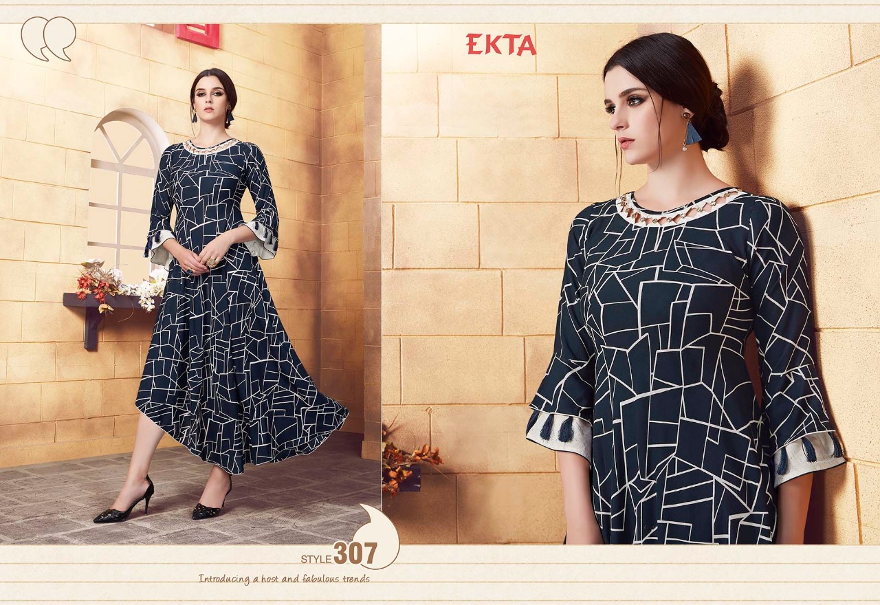 Kashvi Vol-3 By Ekta Fashion 301 To 308 Series Beautiful Stylish Colorful Fancy Party Wear & Ethnic Wear & Ready To Wear Rayon Digital Printed Kurtis At Wholesale Price