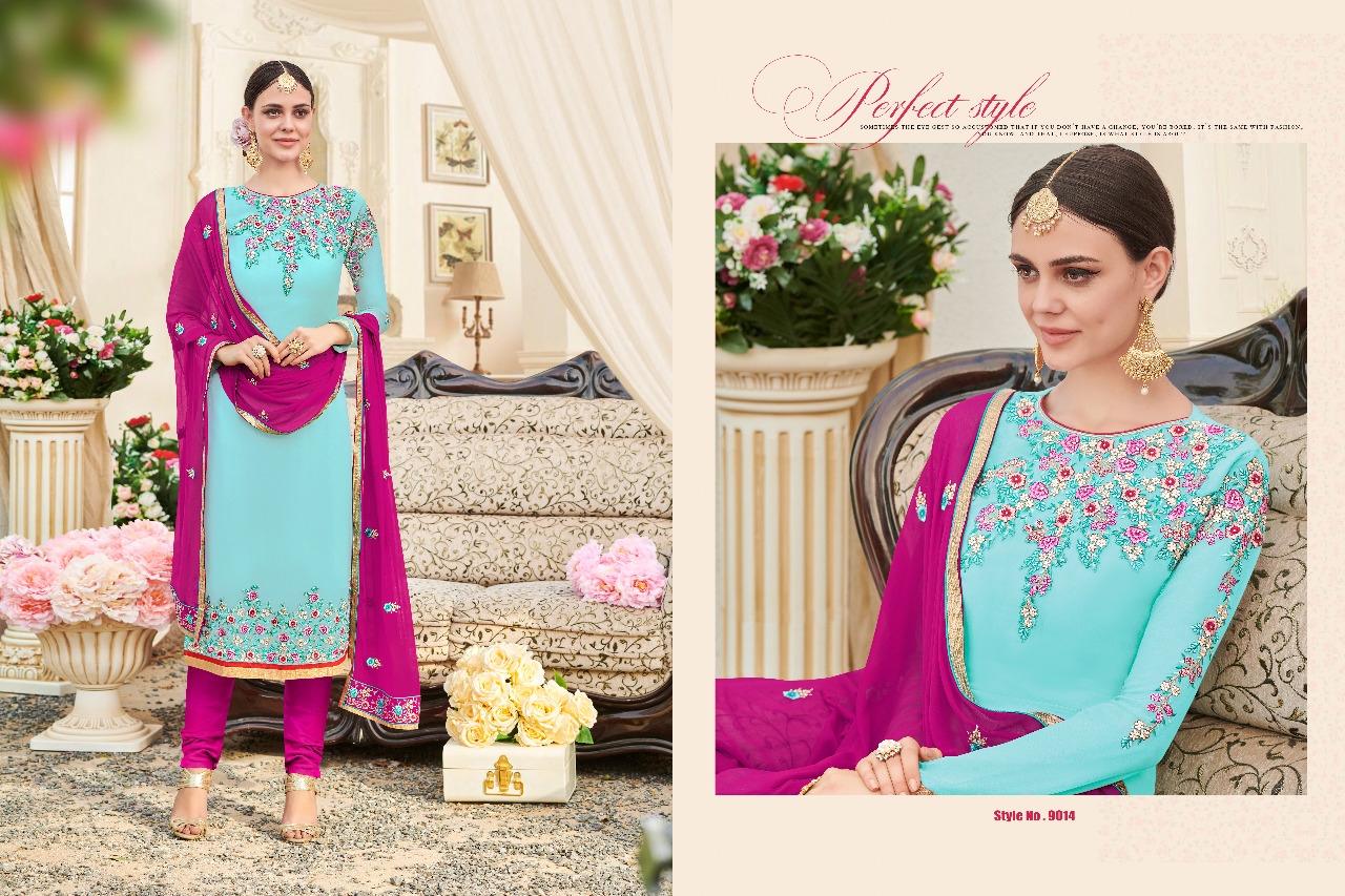 Kasi Vol-2 By Kianaa Fashion 9008 To 9014 Series Designer Suits Collection Beautiful Stylish Fancy Colorful Party Wear & Occasional Wear Georgette Dresses At Wholesale Price