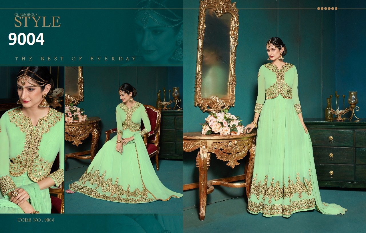 Kasi By Kianaa Fashions 9002 To 9007 Series Designer Anarkali Suits Bridal Collection Colorful Stylish Fancy Party Wear & Occasional Wear Georgette Embroidered Dresses At Wholesale Price