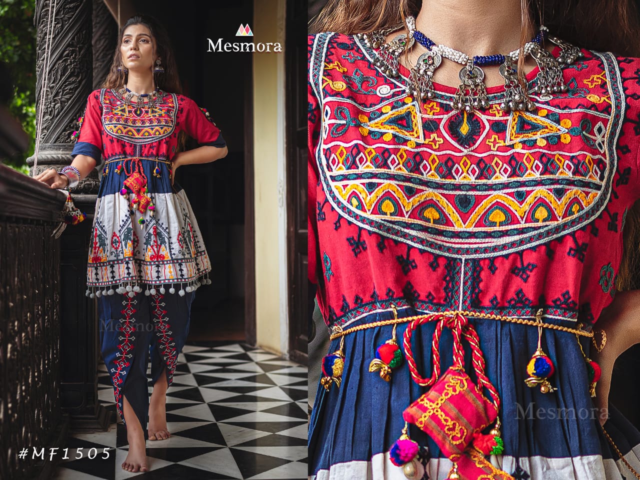 Kath Putli Vol-2 By Mesmora 1500 To 1507 Series Stylish Fancy Beautiful Colorful Casual Wear & Ethnic Wear Pure Khadi With Embroidered Kurtis And Bottom At Wholesale Price