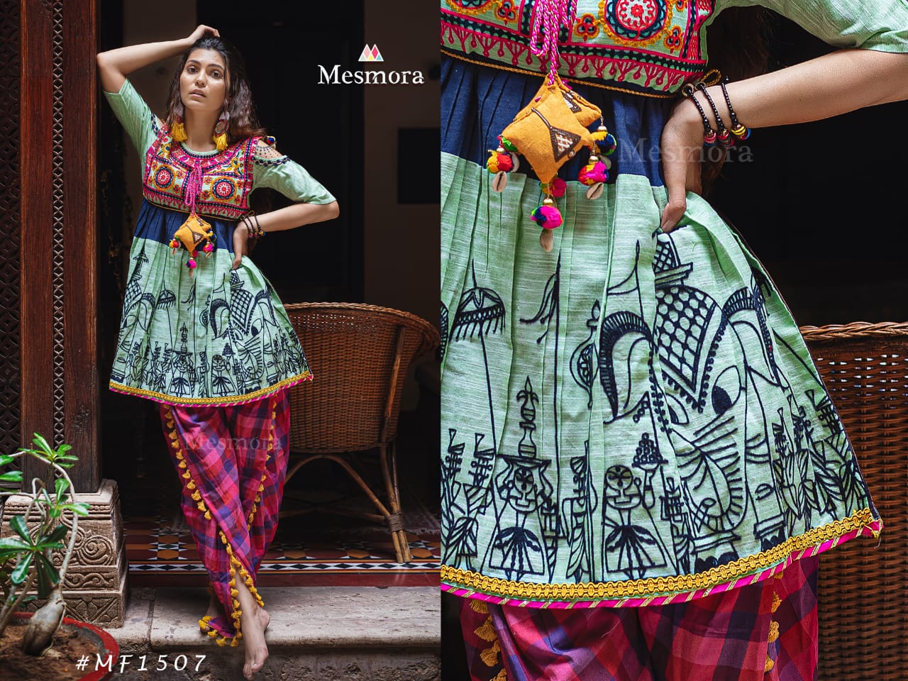Kath Putli Vol-2 By Mesmora 1500 To 1507 Series Stylish Fancy Beautiful Colorful Casual Wear & Ethnic Wear Pure Khadi With Embroidered Kurtis And Bottom At Wholesale Price