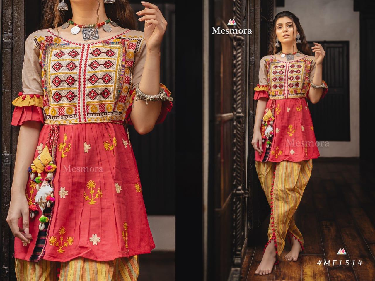 Kathputli Kedia Female Collection Vol-2 By Mesmora 1508 To 1514  Series Stylish Fancy Beautiful Colorful Casual Wear & Ethnic Wear Pure Khadi With Embroidered Kurtis And Bottom At Wholesale Price