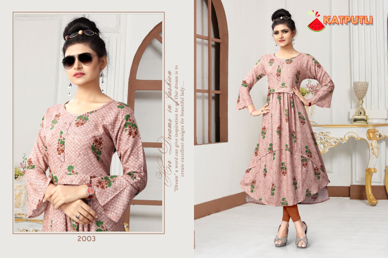 Katputli By Watermelon 2001 To 2006 Series Beautiful Colorful Stylish Fancy Casual Wear & Ethnic Wear & Ready To Wear Rayon Printed Kurtis At Wholesale Price