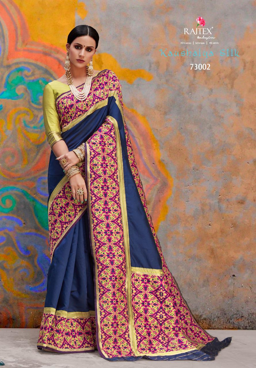 Kaushalya Silk By Raj Tex 73001 To 73012 Series Indian Traditional Wear Collection Beautiful Stylish Fancy Colorful Party Wear & Occasional Wear Pure Silk Sarees At Wholesale Price