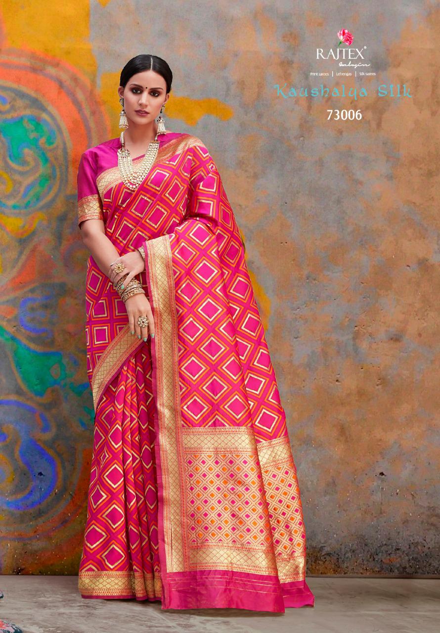 Kaushalya Silk By Raj Tex 73001 To 73012 Series Indian Traditional Wear Collection Beautiful Stylish Fancy Colorful Party Wear & Occasional Wear Pure Silk Sarees At Wholesale Price