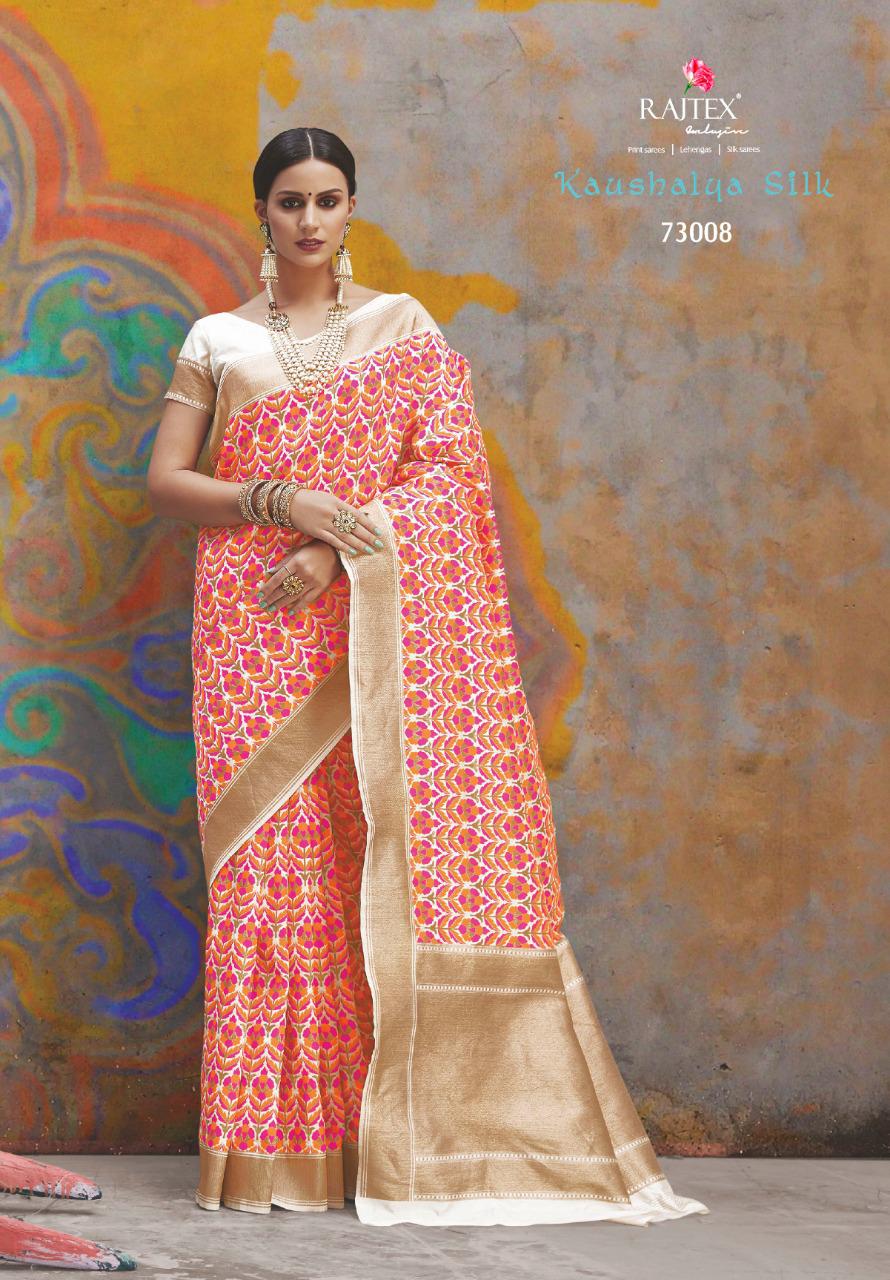 Kaushalya Silk By Raj Tex 73001 To 73012 Series Indian Traditional Wear Collection Beautiful Stylish Fancy Colorful Party Wear & Occasional Wear Pure Silk Sarees At Wholesale Price