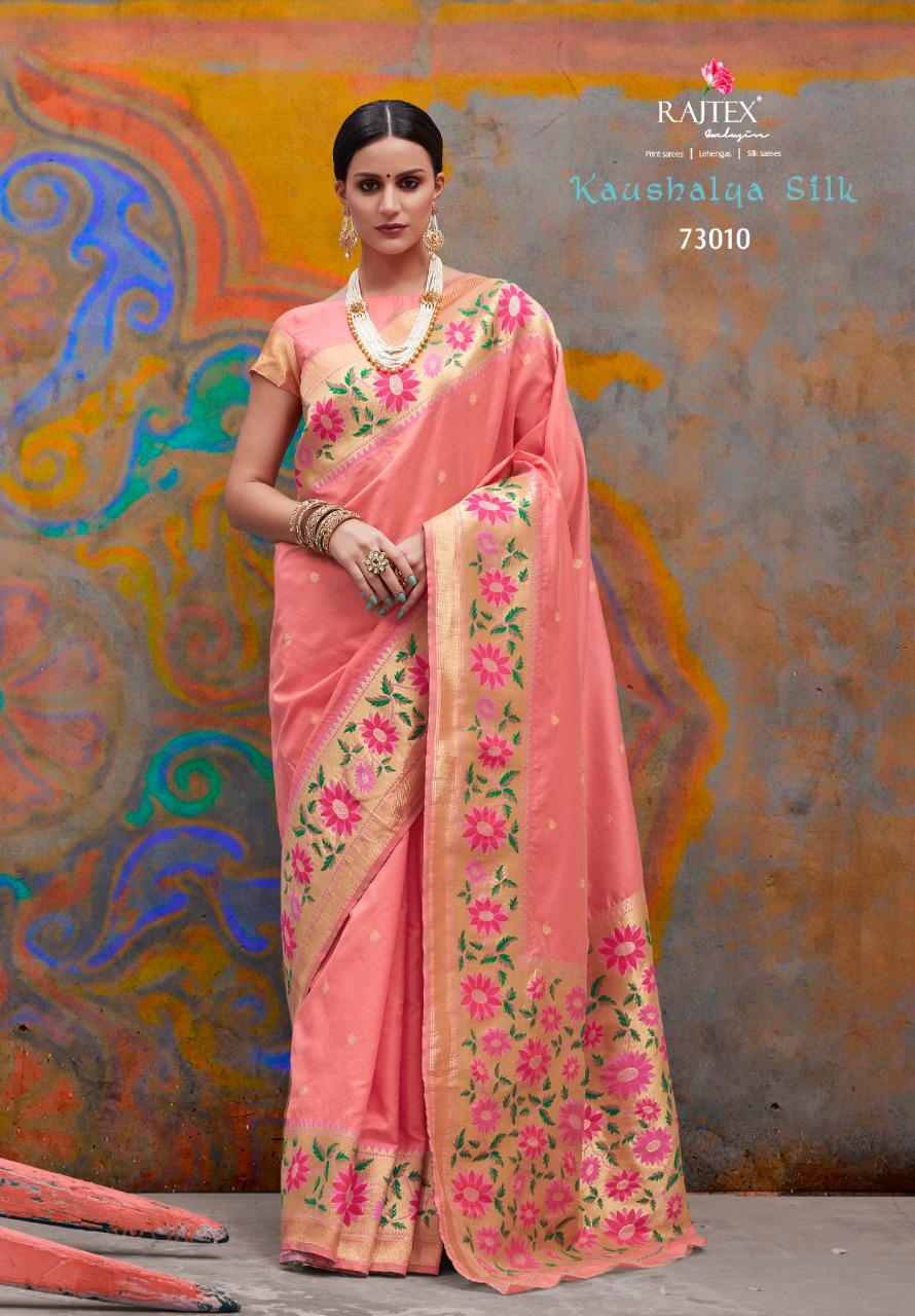 Kaushalya Silk By Raj Tex 73001 To 73012 Series Indian Traditional Wear Collection Beautiful Stylish Fancy Colorful Party Wear & Occasional Wear Pure Silk Sarees At Wholesale Price
