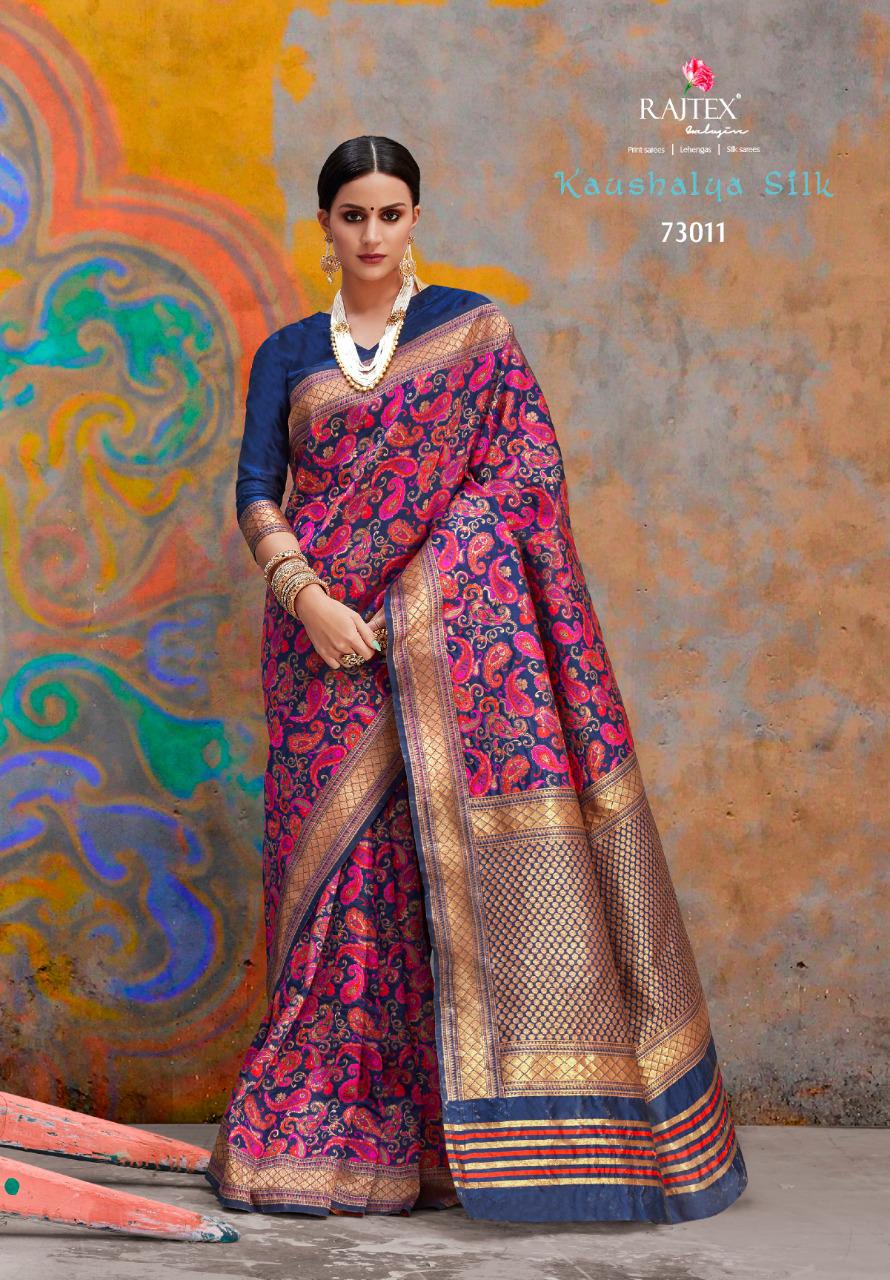 Kaushalya Silk By Raj Tex 73001 To 73012 Series Indian Traditional Wear Collection Beautiful Stylish Fancy Colorful Party Wear & Occasional Wear Pure Silk Sarees At Wholesale Price