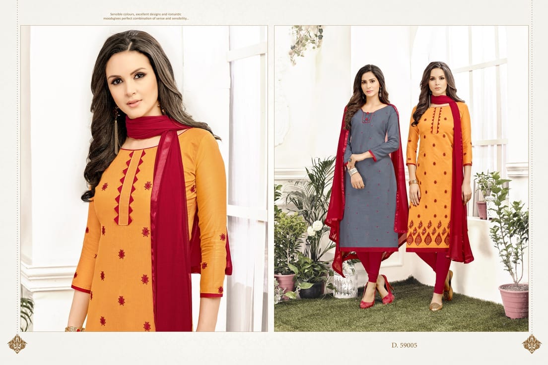 Kavvya Suits Vol-59 By B.g 59001 To 59013 Series Beautiful Stylish Fancy Colorful Casual Wear & Ethnic Wear Cotton Slub & Chanderi Silk Dresses At Wholesale Price