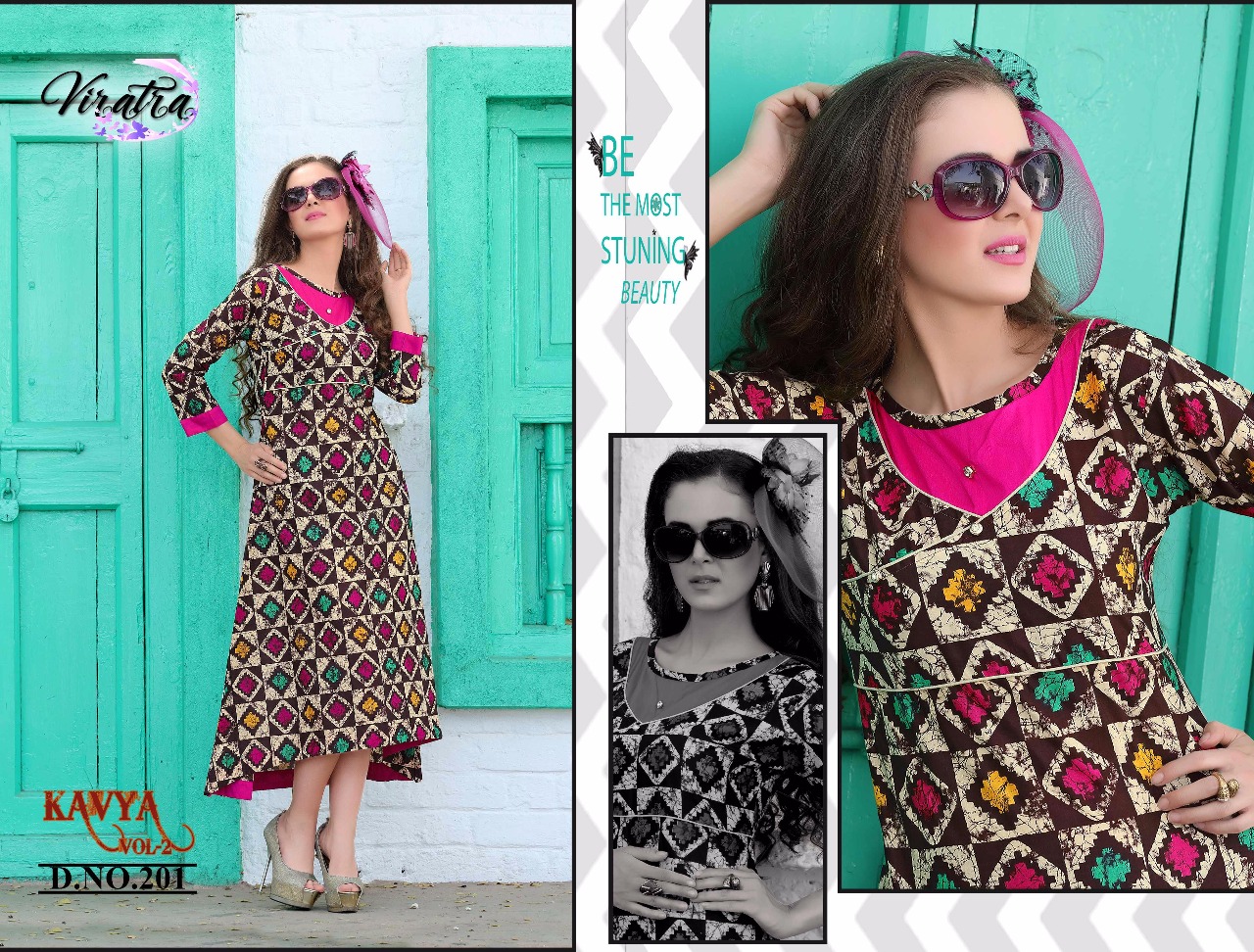 Kavya Vol-2 By Viratra Tex 201 To 208 Series Beautiful Stylish Fancy Colorful Casual Wear & Ethnic Wear Heavy Cotton Printed Kurtis At Wholesale Price