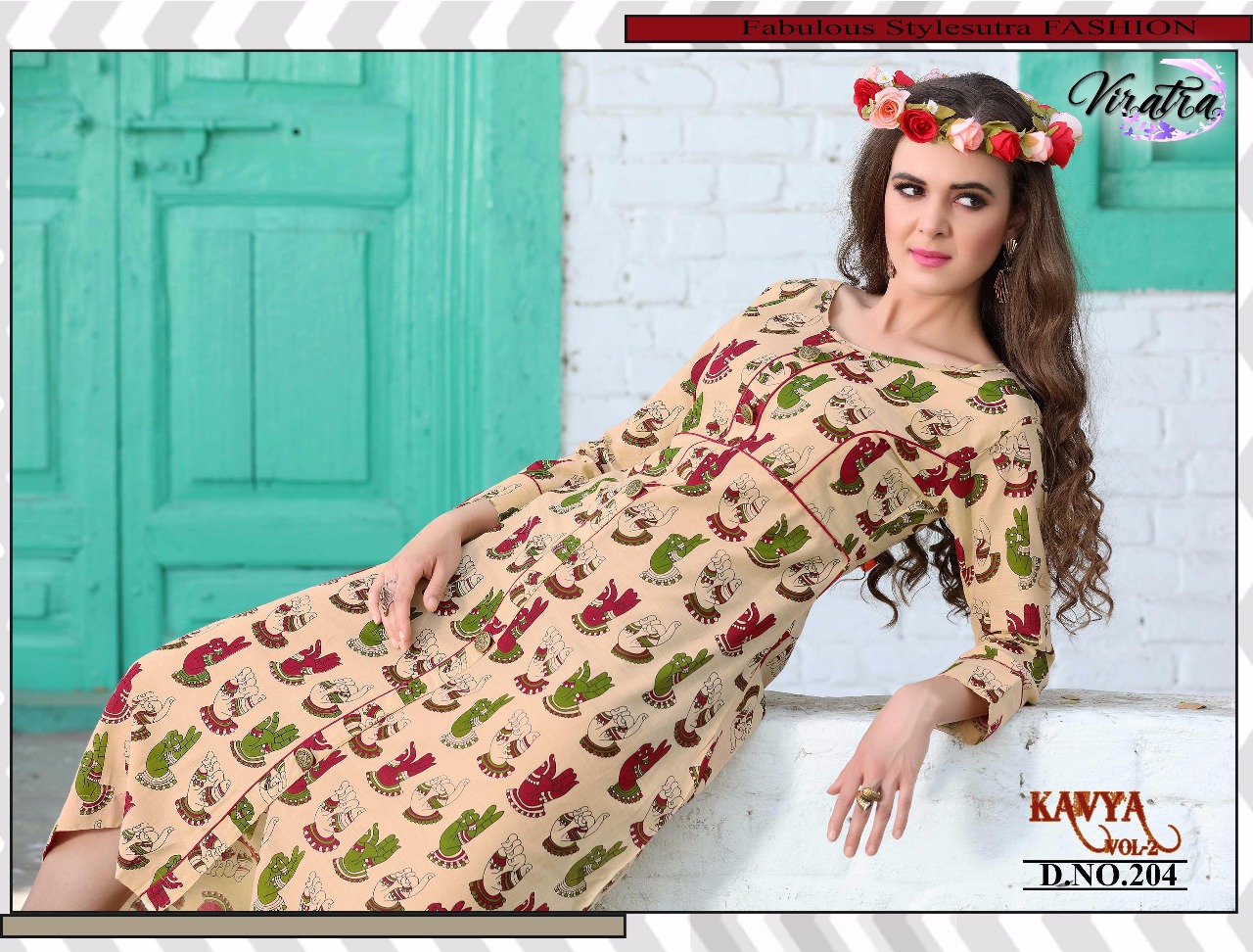 Kavya Vol-2 By Viratra Tex 201 To 208 Series Beautiful Stylish Fancy Colorful Casual Wear & Ethnic Wear Heavy Cotton Printed Kurtis At Wholesale Price