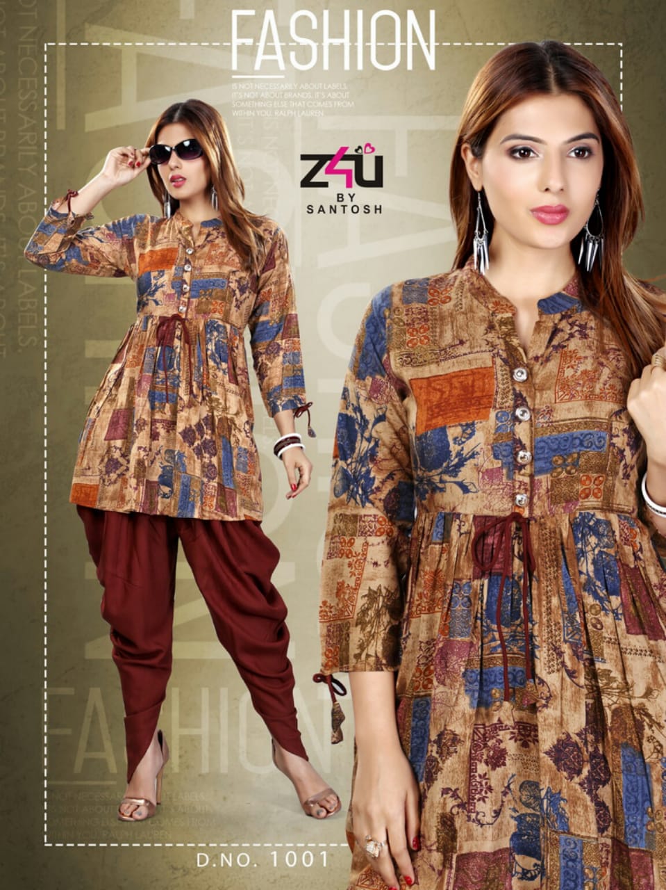 Kaya By Z4u 1001 To 1010 Series Beautiful Colorful Stylish Fancy Casual Wear & Ethnic Wear & Ready To Wear Rayon Kurtis & Dhoti At Wholesale Price