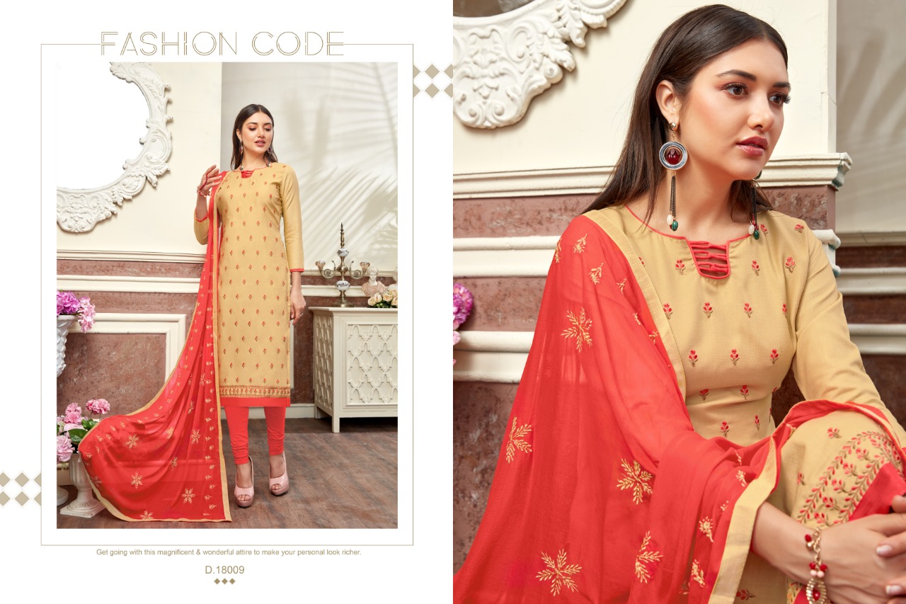 Kesari By Raghav Royal 18001 Ro 18012 Series Beautiful Fancy Colorful Stylish Wedding Wear Collection Party Wear & Occasional Wear Soft Cotton Slub Embroidery Dresses At Wholesale Price