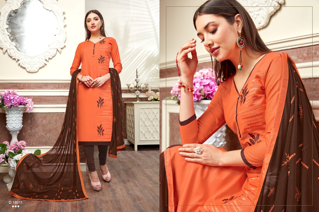 Kesari By Raghav Royal 18001 Ro 18012 Series Beautiful Fancy Colorful Stylish Wedding Wear Collection Party Wear & Occasional Wear Soft Cotton Slub Embroidery Dresses At Wholesale Price