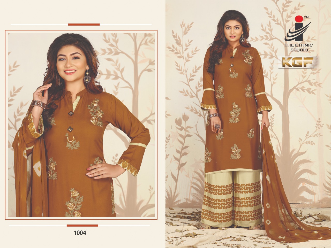 Kgf By The Ethnic Studio 1001 To 1008 Series Beautiful Colorful Stylish Fancy Casual Wear & Ethnic Wear & Ready To Wear Rayon Plain Top With Embroidery  Kurtis At Wholesale Price