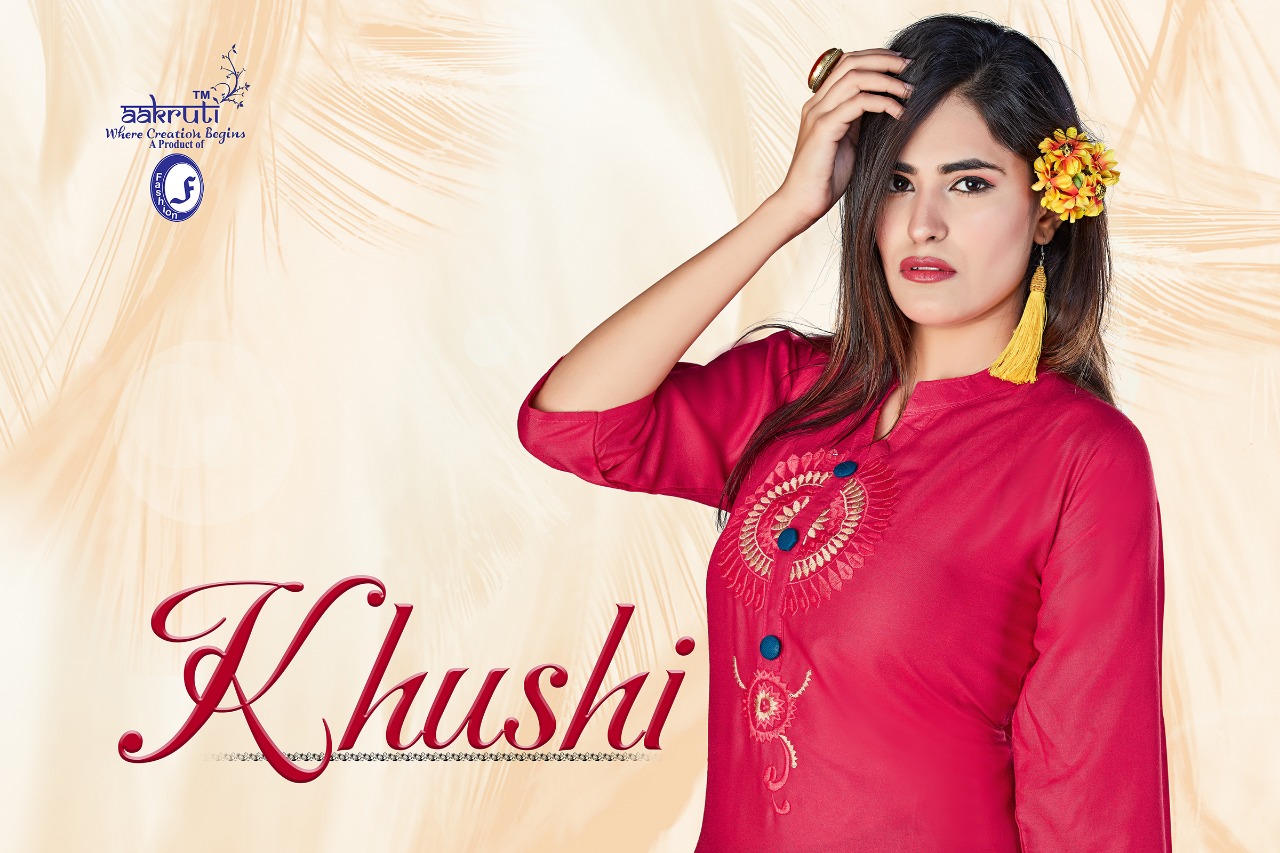 Khushi By Aakruti 301 To 310 Series Beautiful Stylish Colorful Fancy Party Wear & Ethnic Wear & Ready To Wear Rayon Kurtis With Bottom At Wholesale Price