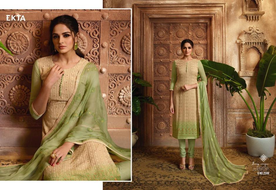 Khwaish Vol-25 By Ekta Fashion 2501 To 2508 Series Beautiful Winter Collection Suits Stylish Fancy Colorful Casual Wear & Ethnic Wear Bemberg Chiffon Dresses At Wholesale Price