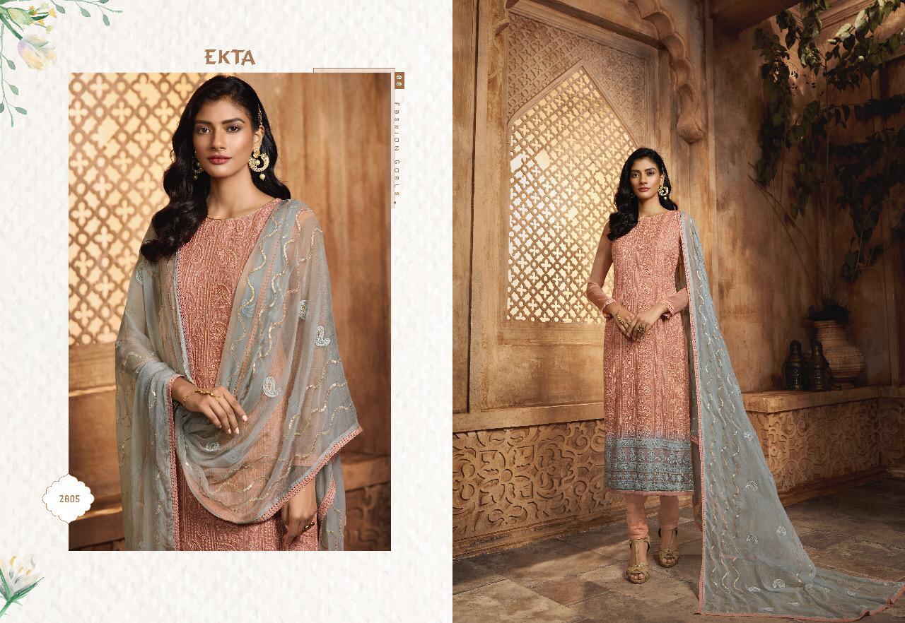 Khwaish Vol-28 By Ekta Fashion 2801 To 2808 Series Beautiful Winter Collection Suits Stylish Fancy Colorful Casual Wear & Ethnic Wear  Chiffon Embroidered Dresses At Wholesale Price