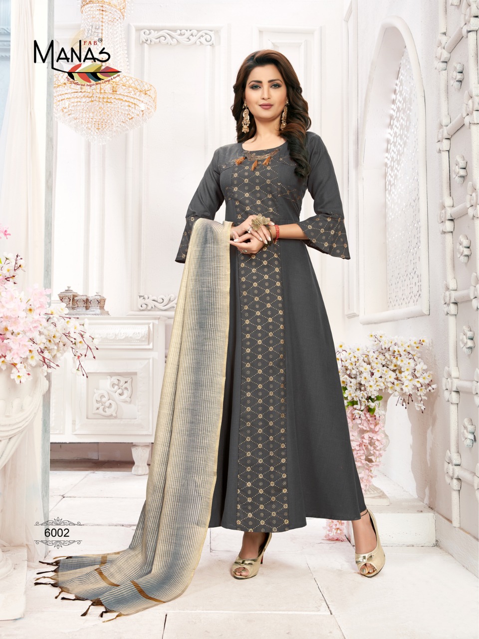 Kiara By Manas Fab 6001 To 6008 Series Stylish Fancy Beautiful Colorful Casual Wear & Ethnic Wear Maya Sulb With Foil Print Kurtis With Dupatta At Wholesale Price