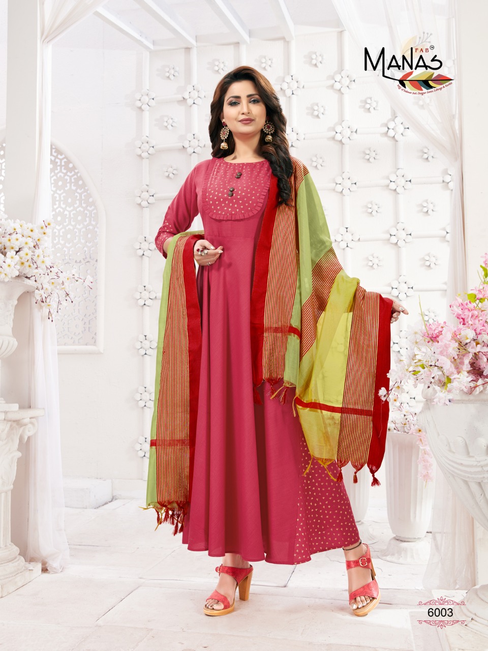 Kiara By Manas Fab 6001 To 6008 Series Stylish Fancy Beautiful Colorful Casual Wear & Ethnic Wear Maya Sulb With Foil Print Kurtis With Dupatta At Wholesale Price