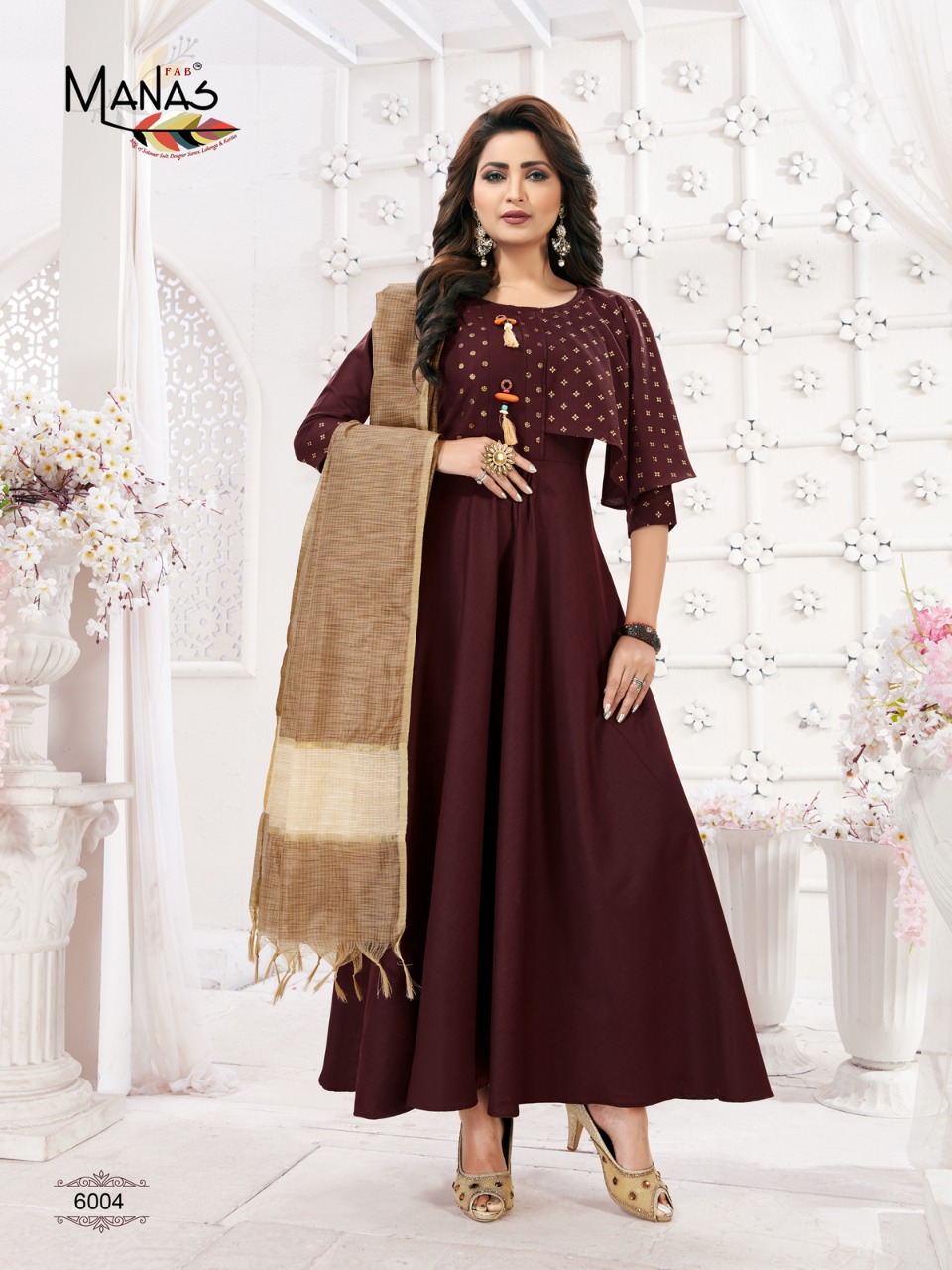 Kiara By Manas Fab 6001 To 6008 Series Stylish Fancy Beautiful Colorful Casual Wear & Ethnic Wear Maya Sulb With Foil Print Kurtis With Dupatta At Wholesale Price