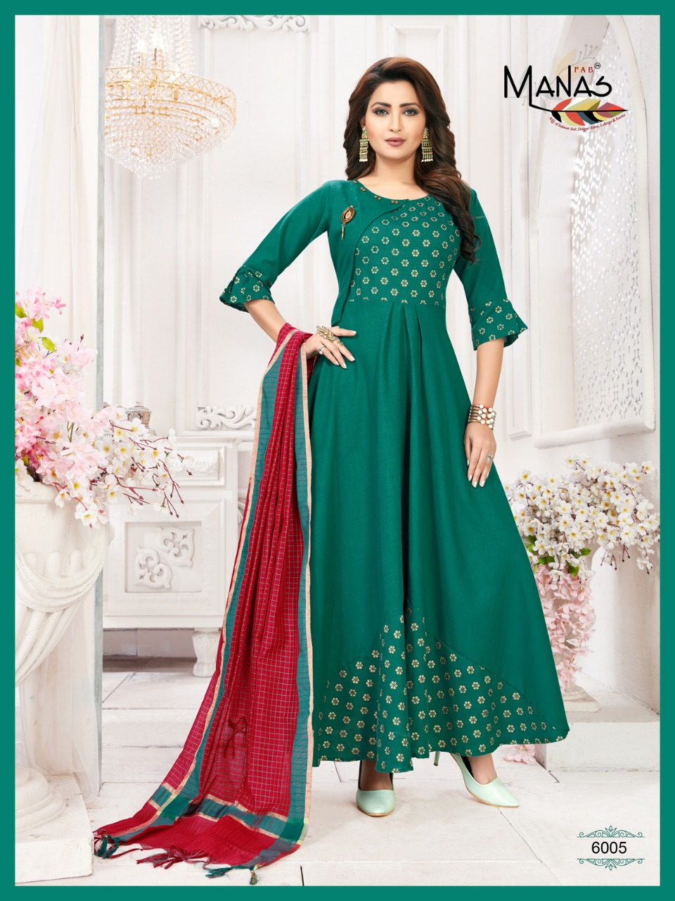 Kiara By Manas Fab 6001 To 6008 Series Stylish Fancy Beautiful Colorful Casual Wear & Ethnic Wear Maya Sulb With Foil Print Kurtis With Dupatta At Wholesale Price