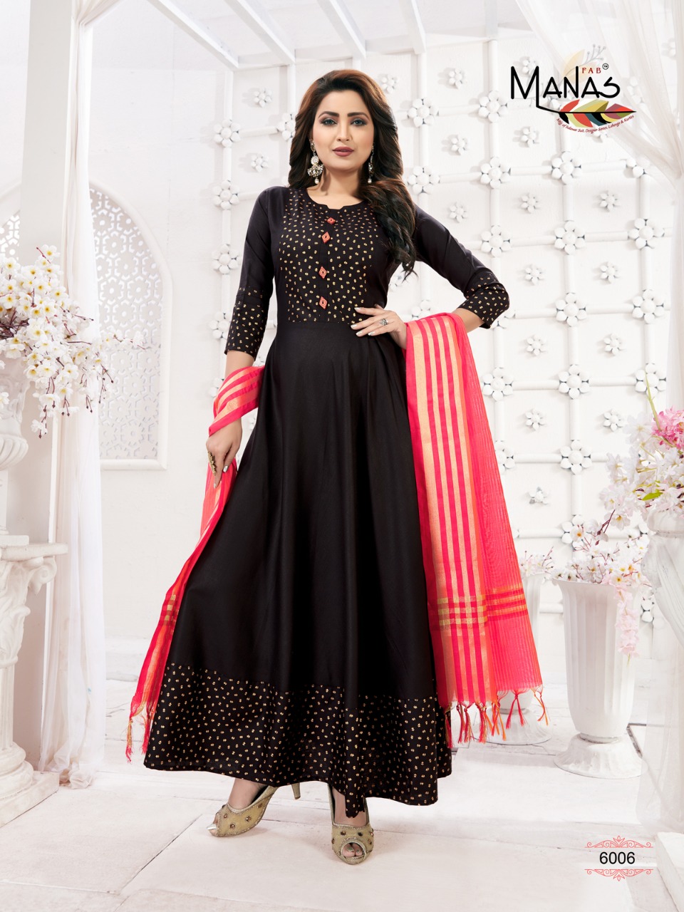 Kiara By Manas Fab 6001 To 6008 Series Stylish Fancy Beautiful Colorful Casual Wear & Ethnic Wear Maya Sulb With Foil Print Kurtis With Dupatta At Wholesale Price