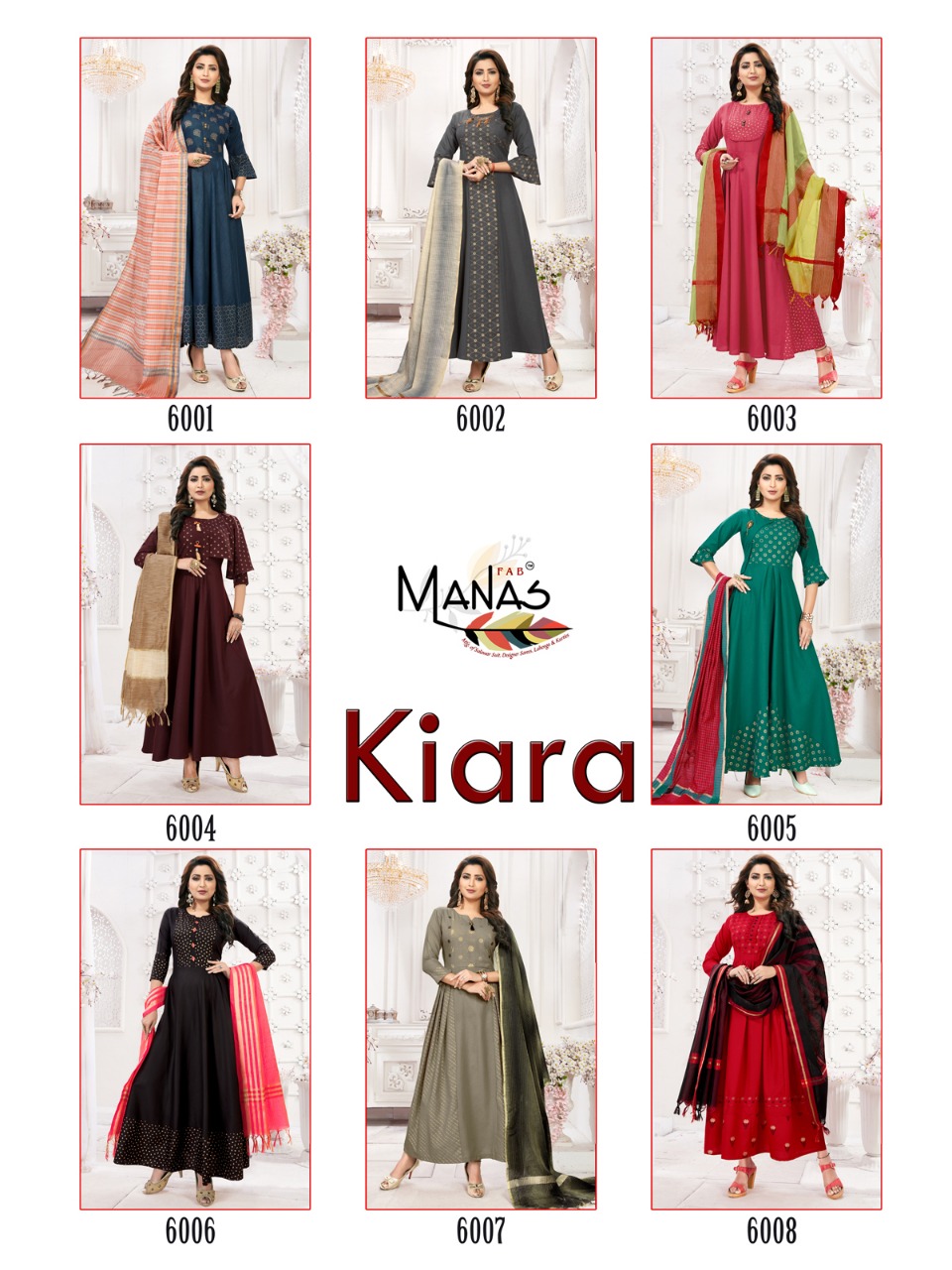 Kiara By Manas Fab 6001 To 6008 Series Stylish Fancy Beautiful Colorful Casual Wear & Ethnic Wear Maya Sulb With Foil Print Kurtis With Dupatta At Wholesale Price