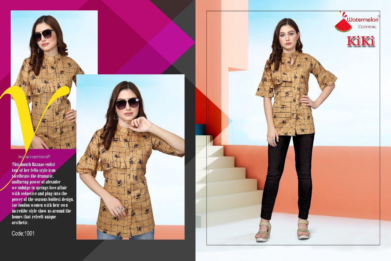 Kiki By Watermelon 1001 To 1012 Series Beautiful Colorful Stylish Fancy Casual Wear & Ethnic Wear & Ready To Wear Cotton Kurtis At Wholesale Price