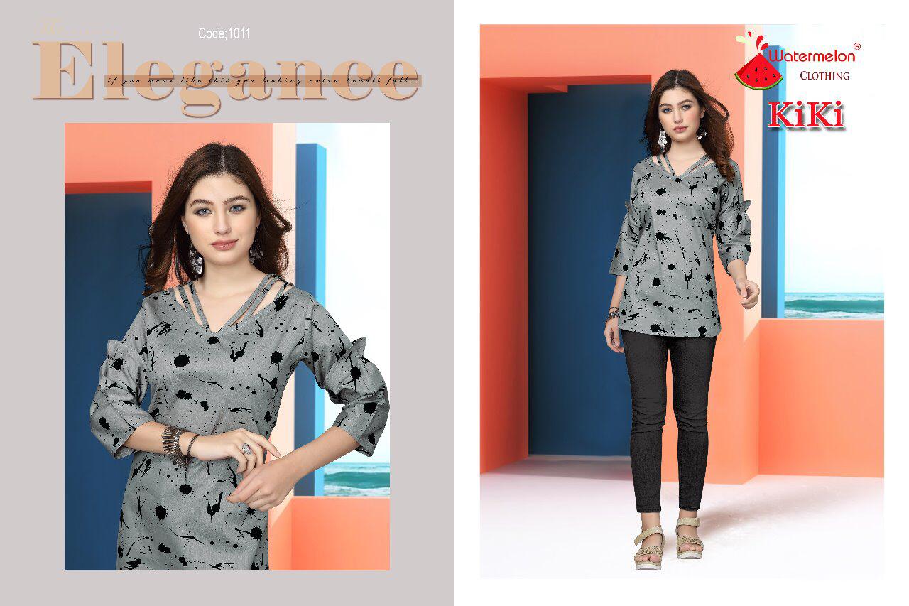 Kiki By Watermelon 1001 To 1012 Series Beautiful Colorful Stylish Fancy Casual Wear & Ethnic Wear & Ready To Wear Cotton Kurtis At Wholesale Price