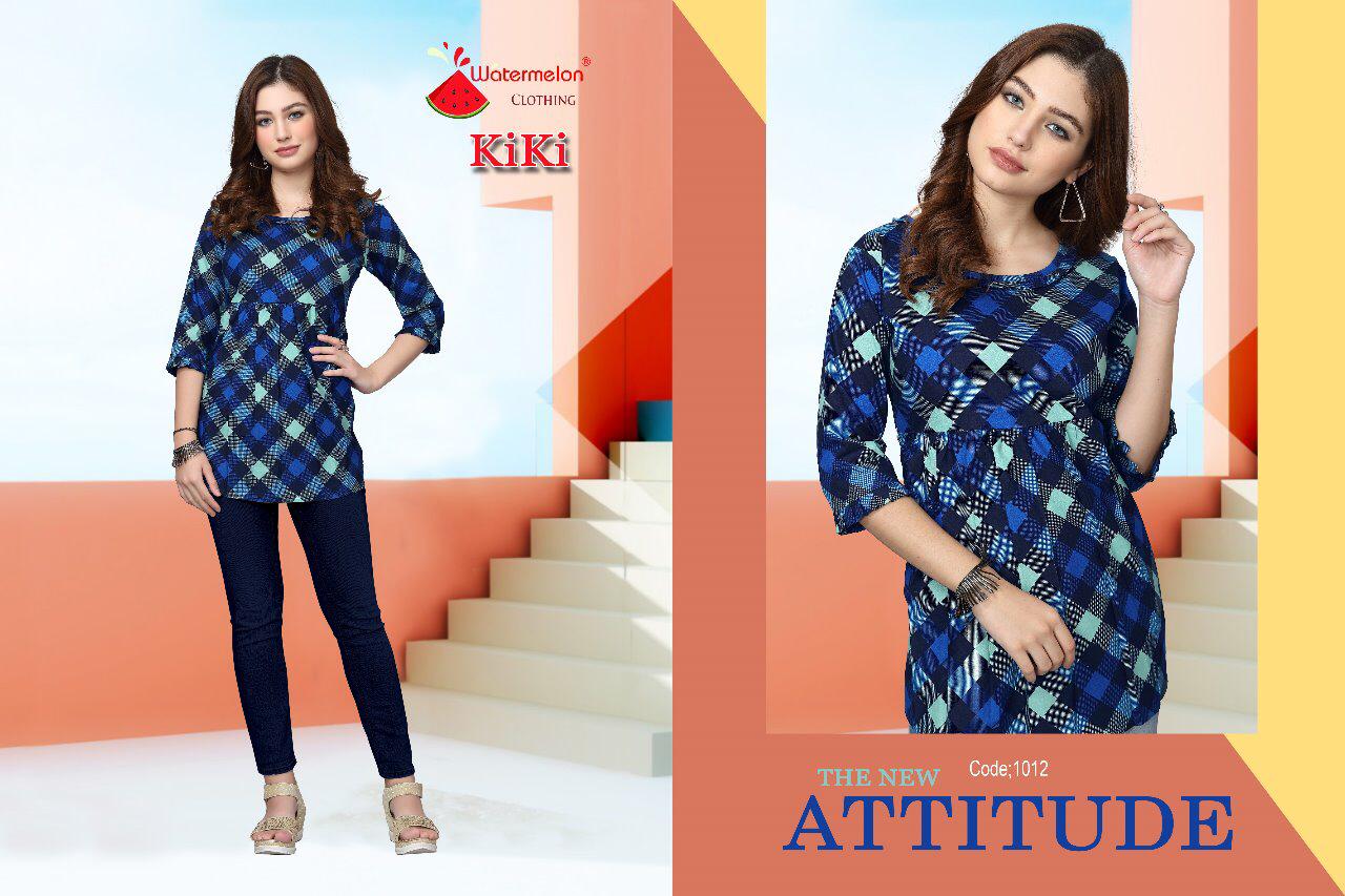 Kiki By Watermelon 1001 To 1012 Series Beautiful Colorful Stylish Fancy Casual Wear & Ethnic Wear & Ready To Wear Cotton Kurtis At Wholesale Price