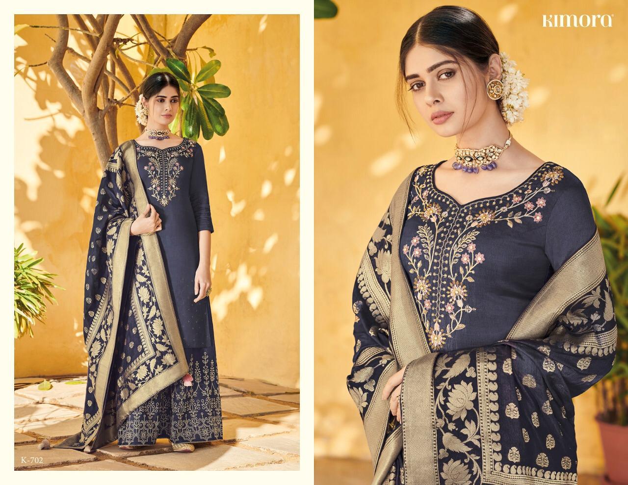 Kimora Vol-7 By Kimora 701 To 708 Series Indian Traditional Wear Collection Beautiful Stylish Fancy Colorful Party Wear & Occasional Wear Pure Dola Silk With Embroidery Dress At Wholesale Price