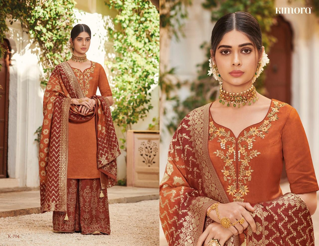 Kimora Vol-7 By Kimora 701 To 708 Series Indian Traditional Wear Collection Beautiful Stylish Fancy Colorful Party Wear & Occasional Wear Pure Dola Silk With Embroidery Dress At Wholesale Price