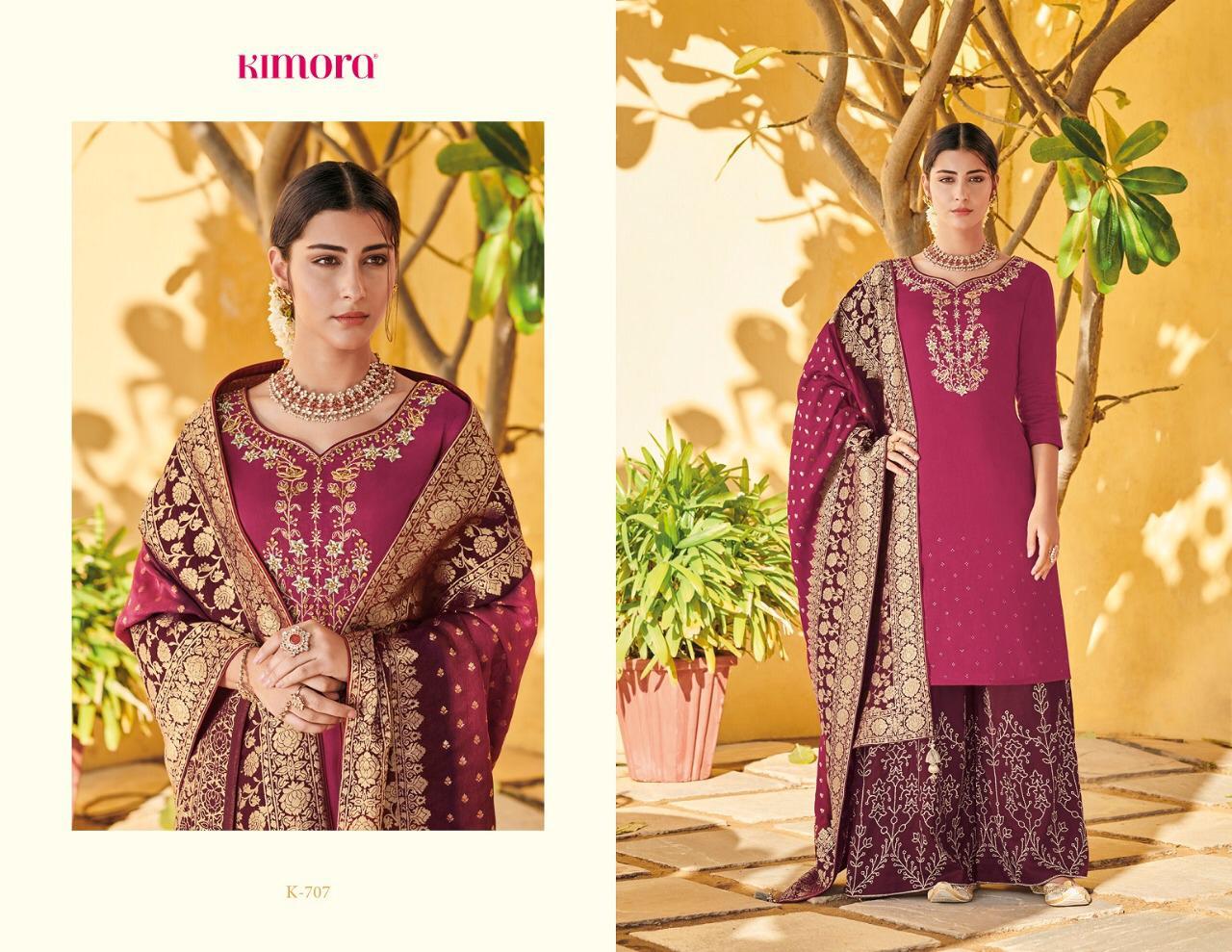 Kimora Vol-7 By Kimora 701 To 708 Series Indian Traditional Wear Collection Beautiful Stylish Fancy Colorful Party Wear & Occasional Wear Pure Dola Silk With Embroidery Dress At Wholesale Price